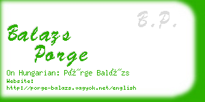 balazs porge business card